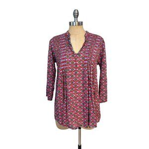 Roberta Roller Rabbit Womens Printed Beaded Tunic Top Medium